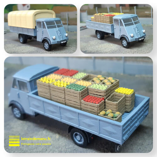 letraindemanu (3162) Renault AHN version plateau transport de fruits et légumes en cagettes modélisme ferroviaire véhicules routiers Ho 1 87 par Keta Boulet
