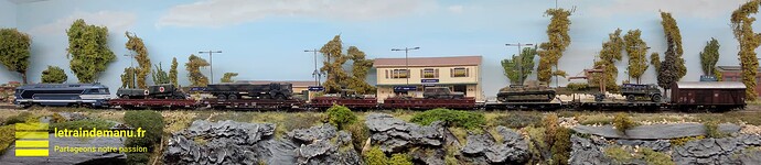 letraindemanu (3844) Rame militaire tractée par une A1A A1A 68000 Roco sur le réseau Ho Märklin de l'auteur Crédit letraindemanu.fr